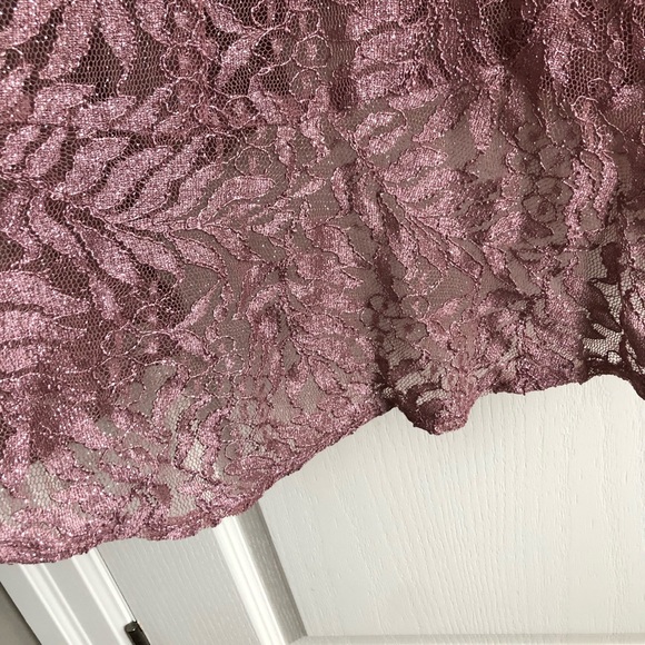 NWT Le Chateau Sparkly Lace High- Low Dusty Pink Dress - Picture 7 of 7